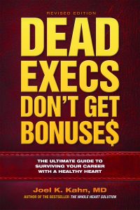 The cover for the book Dead Execs Don't Get Bonuse$ by Joel K Kahn MD used in the Lange Report article by James Lange CPA/Attorney