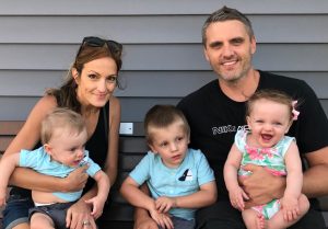 Eric Emerson, Lange Financial Group Marketing Director with his wife Jennifer Emerson and their three children 3 year old Max, and 1 year old twins Mackenzie and Milo. The photo appears in the October 2019 Lange Report