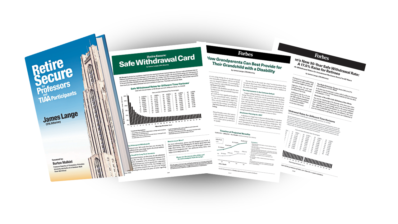 The Safe Withdrawal Planning Card, Forbes Article + Retire Secure For Professors by James Lange